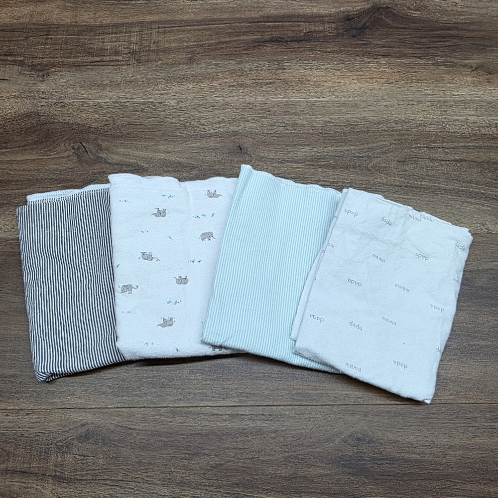 Set of Four Large Cotton Baby Swaddle/Receiving Blankets by Carters